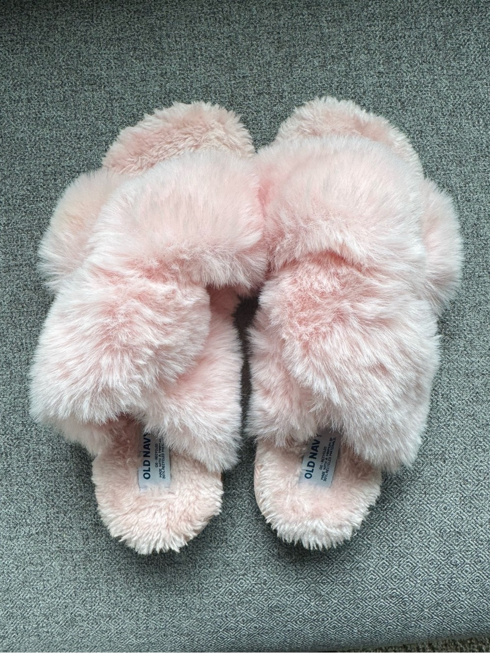 Old Navy Plush Cross-Band Slide Slippers - Light Pink